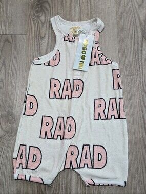 Hugo Loves Tiki Kids' White & Pink 'RAD' Sleeveless Tank Romper